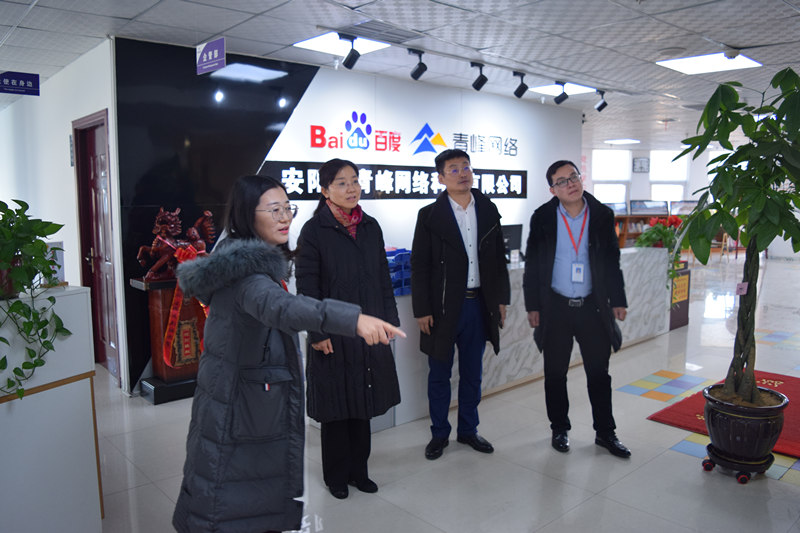 中共河南省委網(wǎng)信辦社評(píng)處處長(zhǎng)李麗同志，中共安陽(yáng)市委網(wǎng)信辦副主任、市互聯(lián)網(wǎng)行業(yè)黨委書記王曉萌同志蒞臨安陽(yáng)青峰網(wǎng)絡(luò)參觀指導(dǎo)！